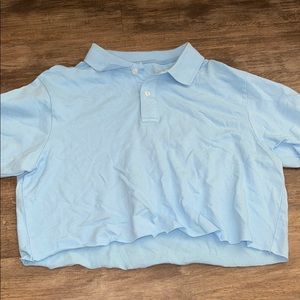 Blue Collared Crop Top